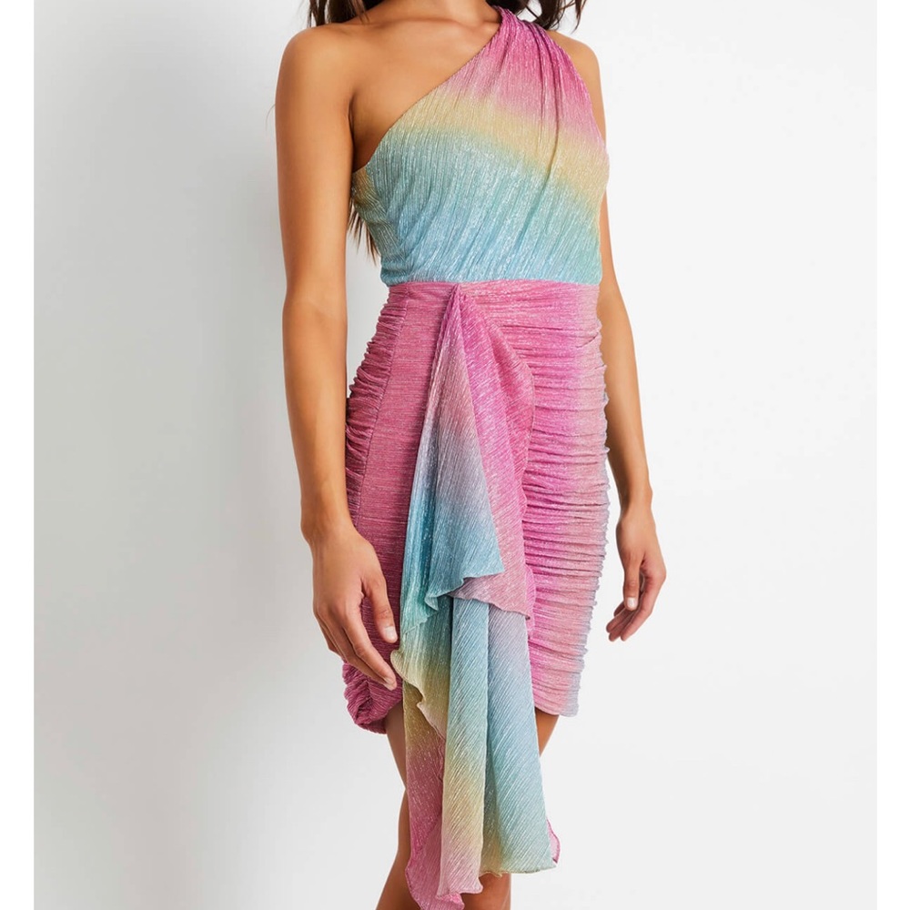 PRISM LUREX ONE SHOULDER MINI DRESS  - PATBO